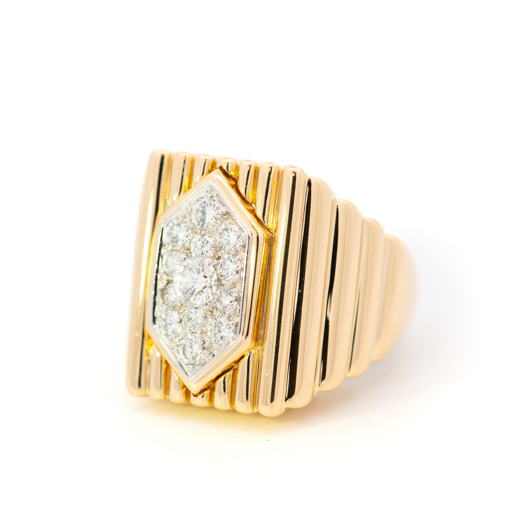 David Webb Diamond Cluster 18k/Plat Ring Sz 6.5