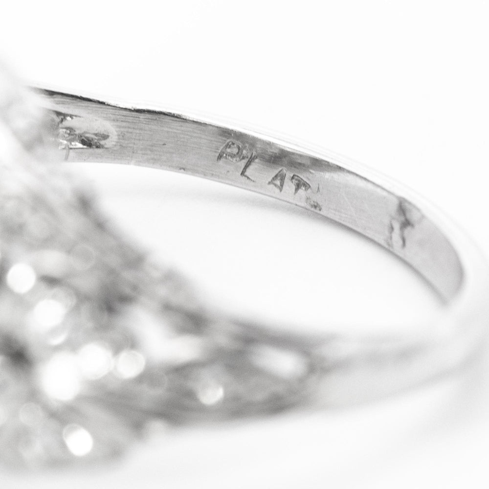 2.08ct I VS2 Platinum Vintage Floral Engagement ring with Diamond Side Stones