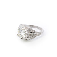 2.08ct I VS2 Platinum Vintage Floral Engagement ring with Diamond Side Stones
