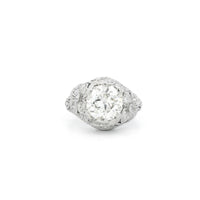 2.08ct I VS2 Platinum Vintage Floral Engagement ring with Diamond Side Stones