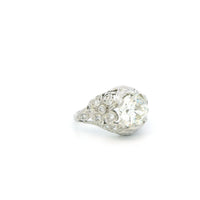 2.08ct I VS2 Platinum Vintage Floral Engagement ring with Diamond Side Stones