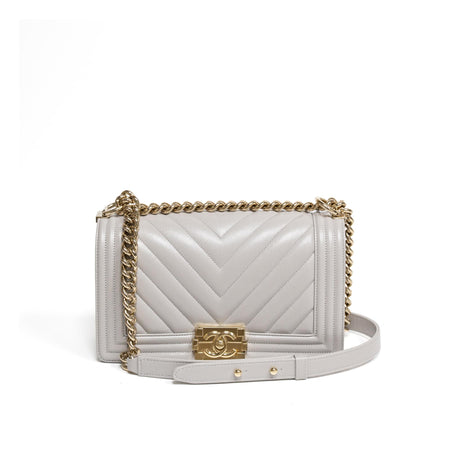 Chanel Chevon Boy Bag, Gray 2022