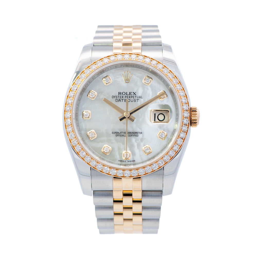 Rolex 36mm Datejust MOP Dia Dial, Dia Bezel 116243 card