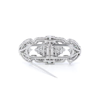Platinum Vintage Art Deco Style Double Clip Diamond and Emerald Brooch