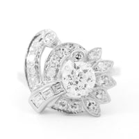 Vintage 1 ct, I, VS2, Diamond Center Stone Ring with surrounding diamonds