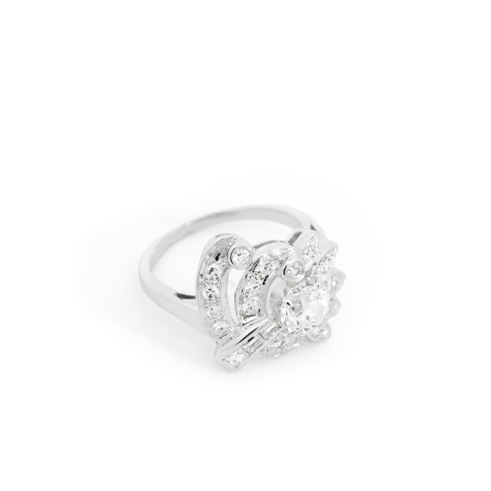 Vintage 1 ct, I, VS2, Diamond Center Stone Ring with surrounding diamonds