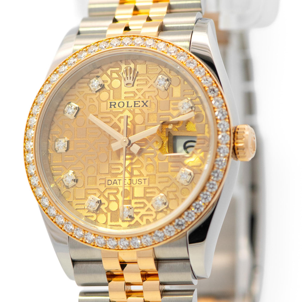 Rolex 36mm Datejust SS/YG Diamond Dial and Bezel 126283RBR