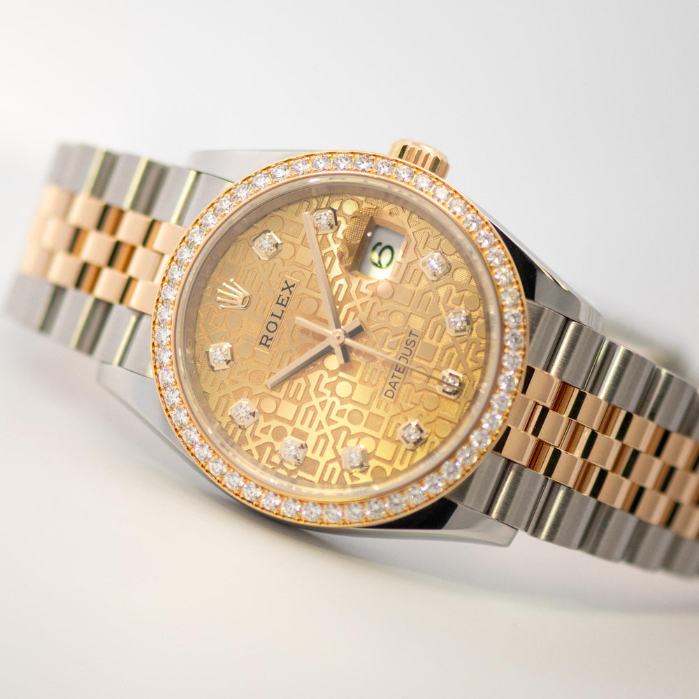 Rolex 36mm Datejust SS/YG Diamond Dial and Bezel 126283RBR