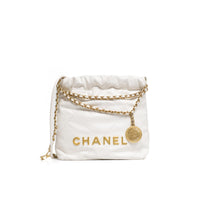 Chanel 22 Mini White Quilted Leather Handbag