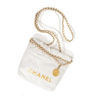 Chanel 22 Mini White Quilted Leather Handbag