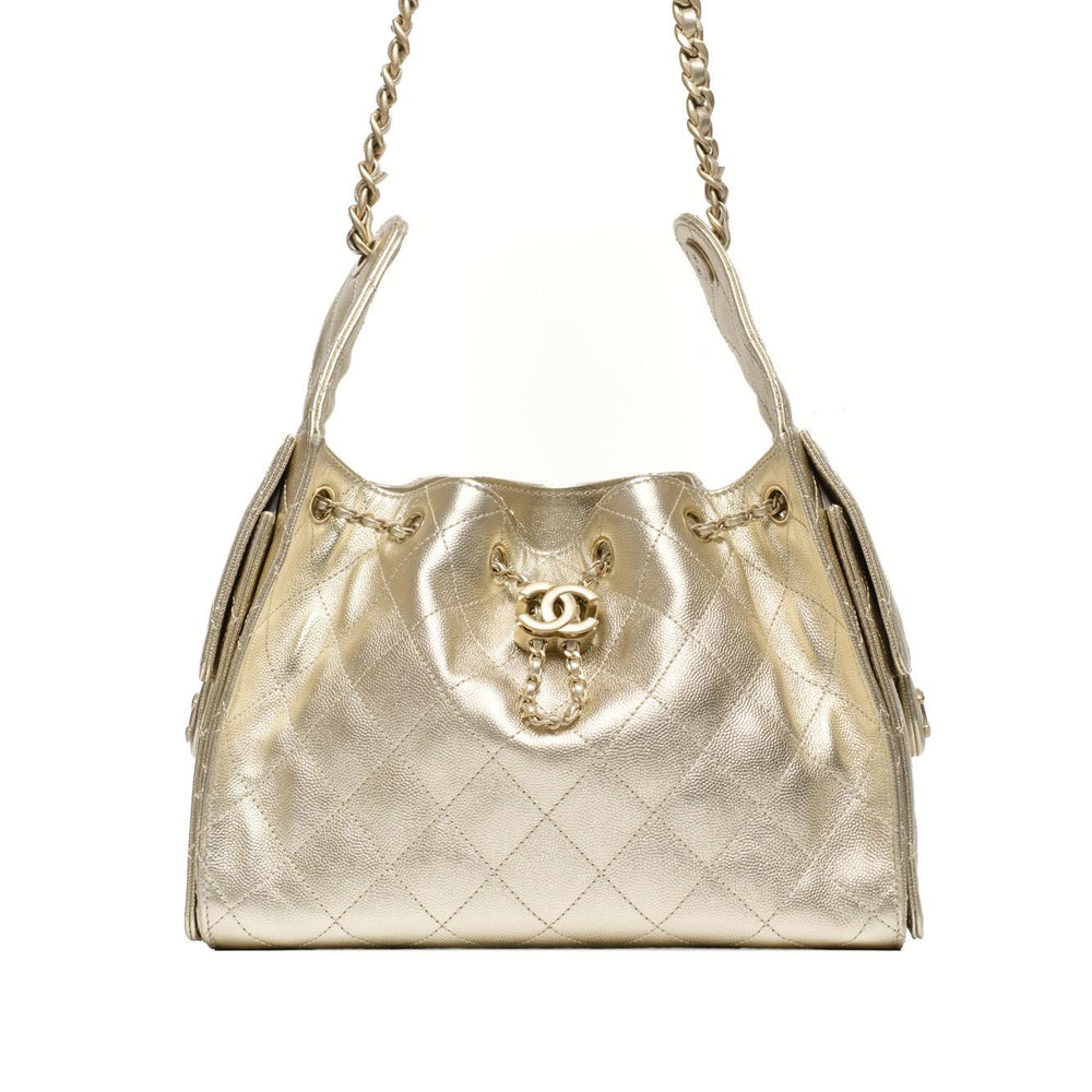 Chanel 25 Small Gold Hobo Bag