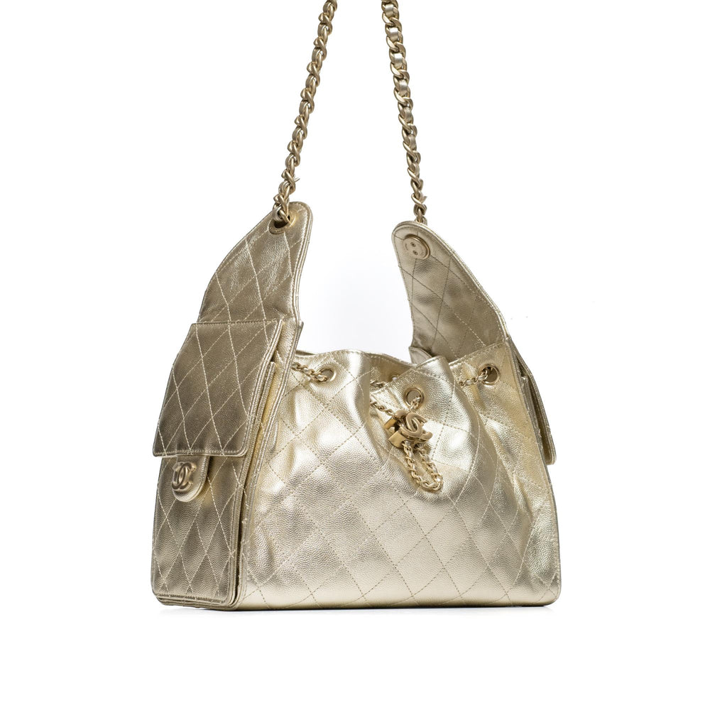 Chanel 25 Small Gold Hobo Bag