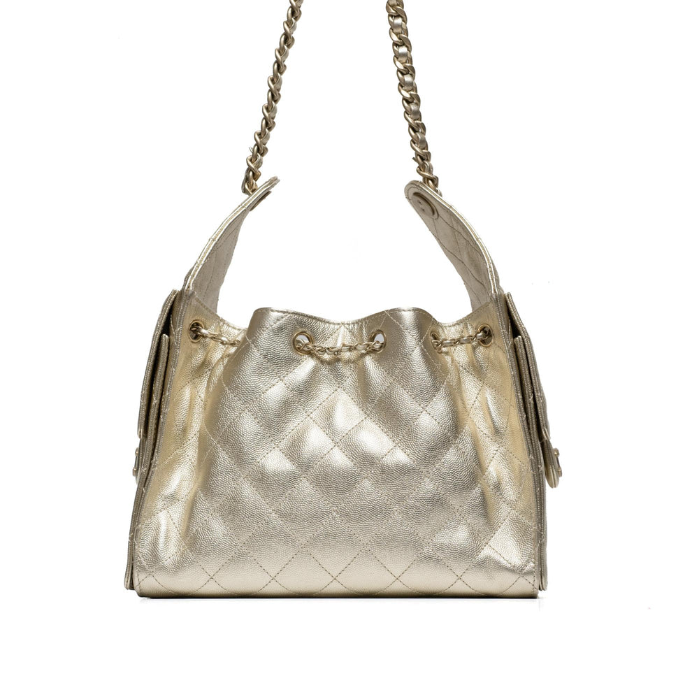 Chanel 25 Small Gold Hobo Bag