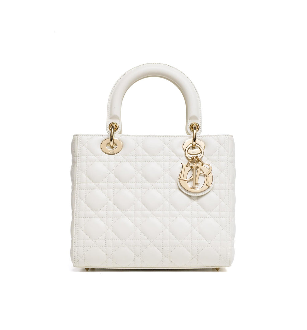 Christian Dior Medium Latte Cannage Lambskin Lady Bag 29-MA-1221