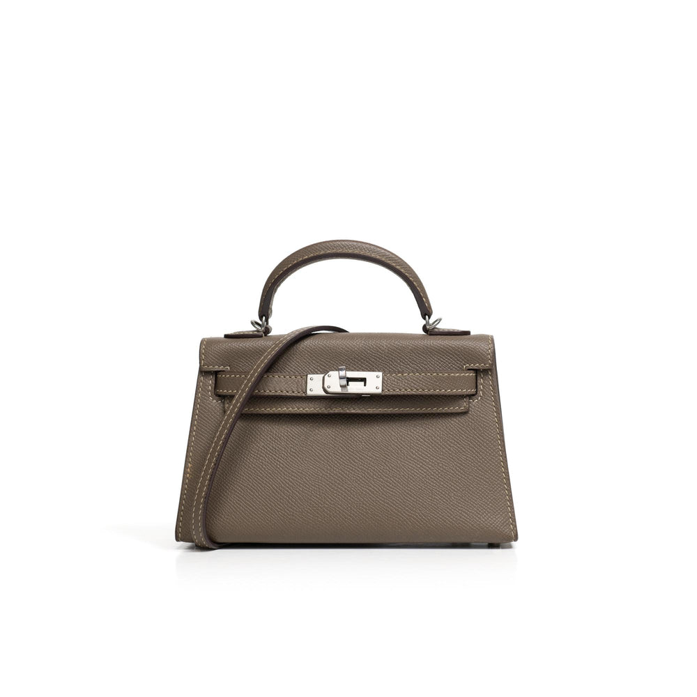 Hermes Mini Kelly Sellier, Etaupe, Palladium Hardware
