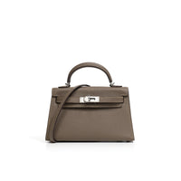 Hermes Mini Kelly Sellier, Etaupe, Palladium Hardware