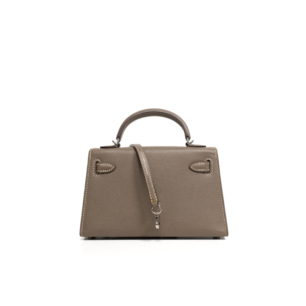 Hermes Mini Kelly Sellier, Etaupe, Palladium Hardware