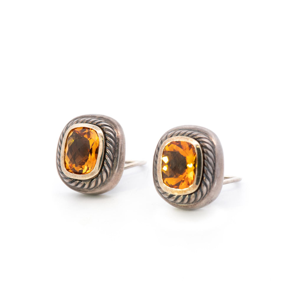 David Yurman Citrine Earrings in Sterling with 14k YG