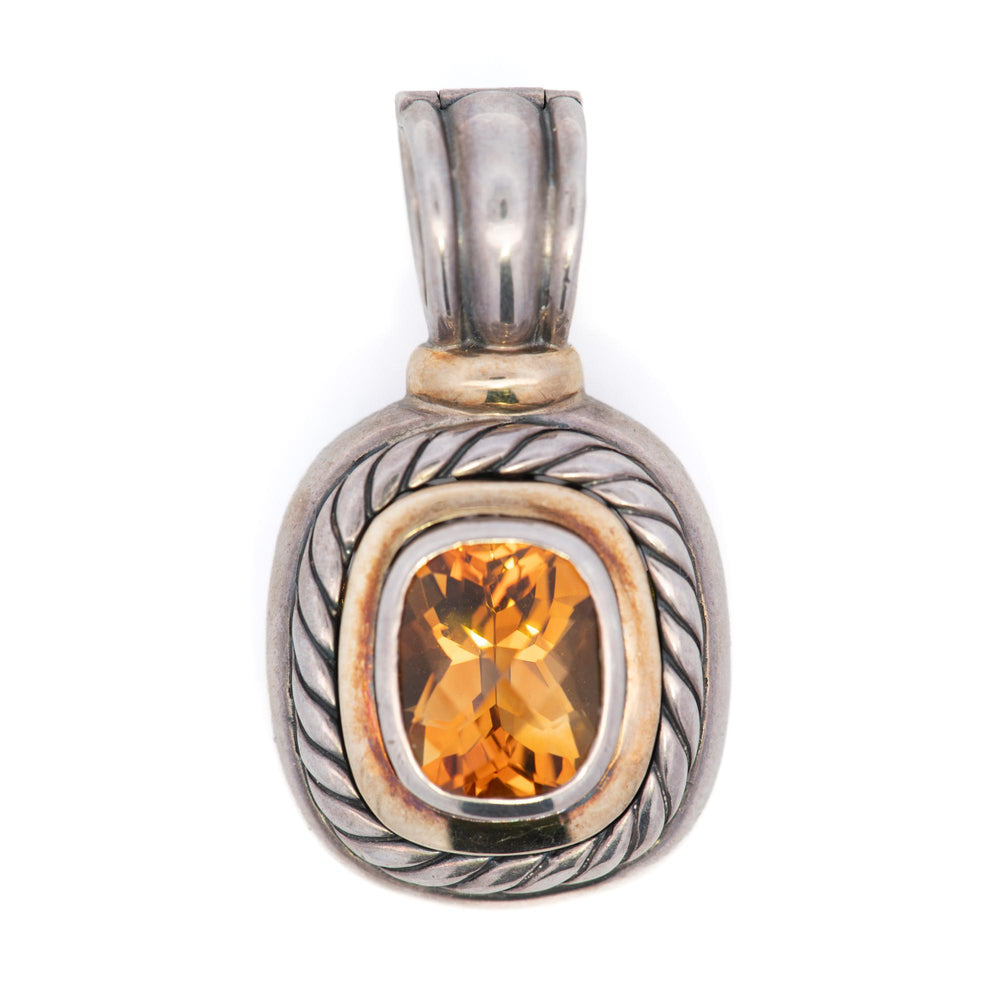 David Yurman Citrine Pendant in Sterling and 14k YG