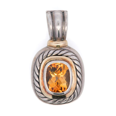 David Yurman Citrine Pendant in Sterling and 14k YG