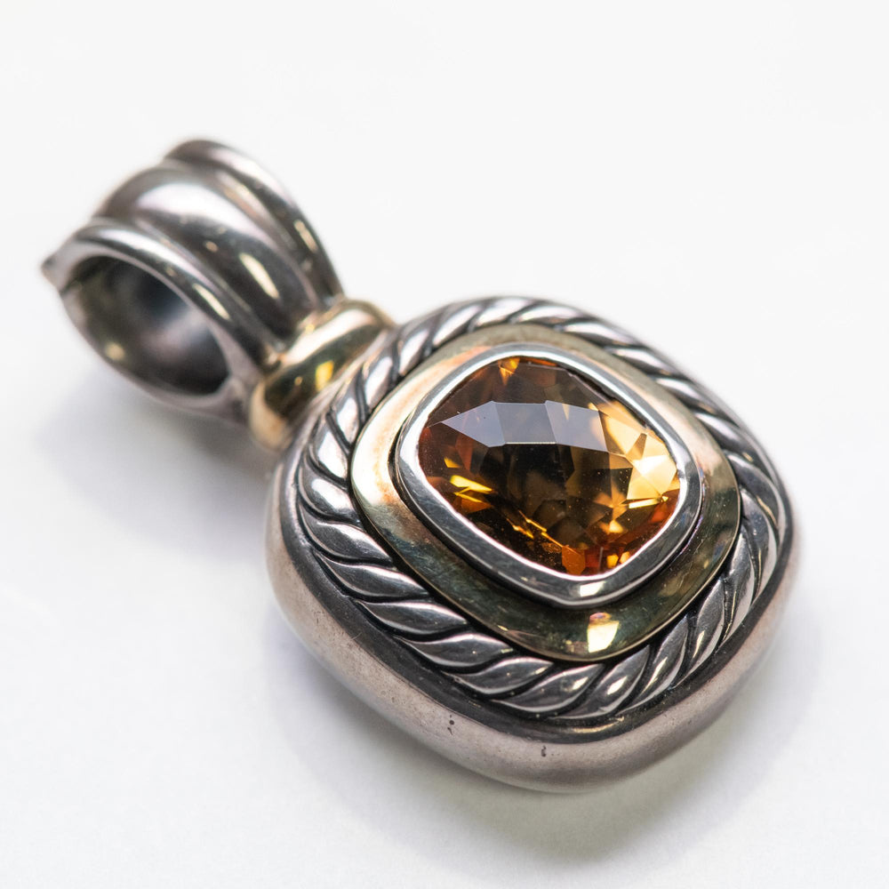David Yurman Citrine Pendant in Sterling and 14k YG
