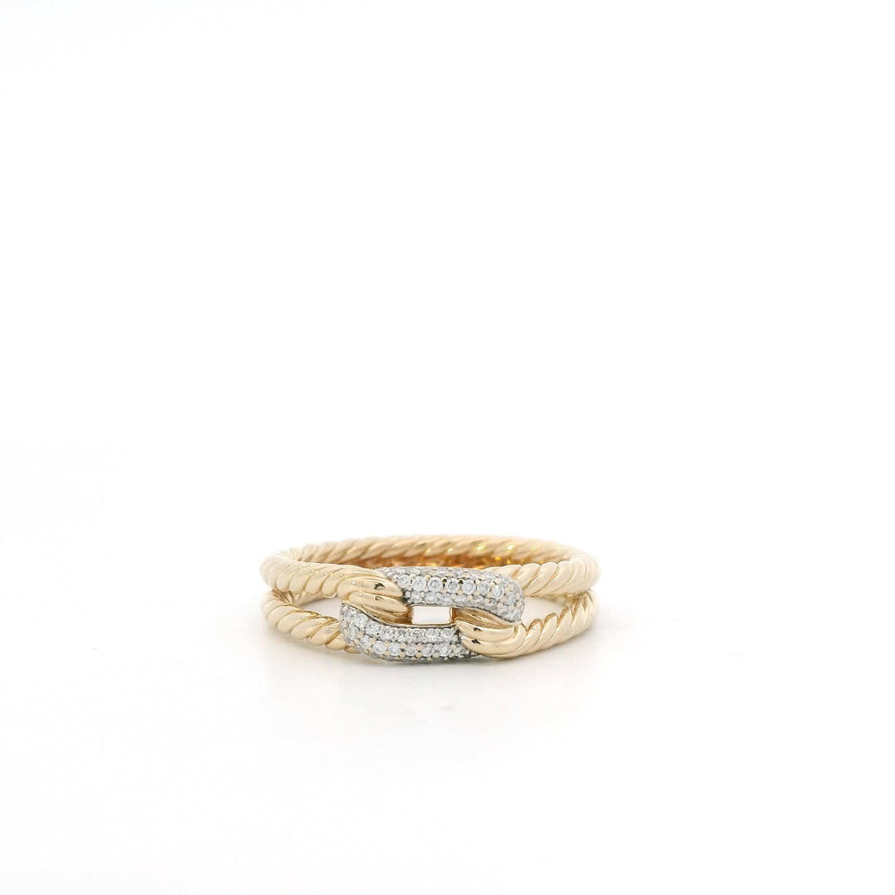 David Yurman 18k Yellow Gold Cable Ring with  Pave Diamonds