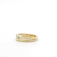 David Yurman 18k Yellow Gold Cable Ring with  Pave Diamonds