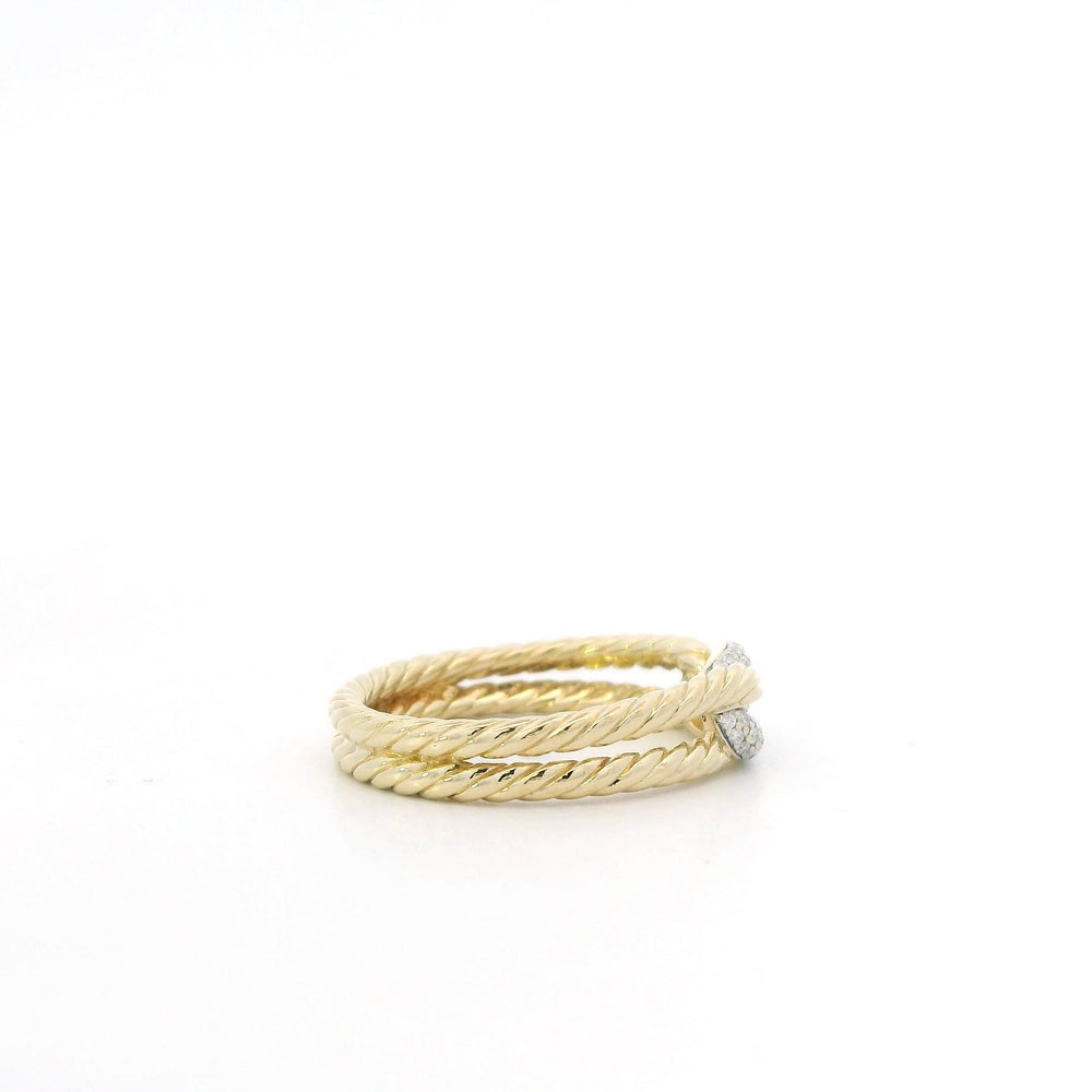 David Yurman 18k Yellow Gold Cable Ring with  Pave Diamonds