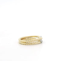 David Yurman 18k Yellow Gold Cable Ring with  Pave Diamonds