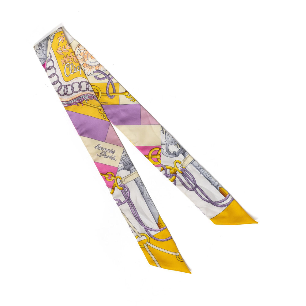 Hermes Cliquetis Silk Twilly Scarf