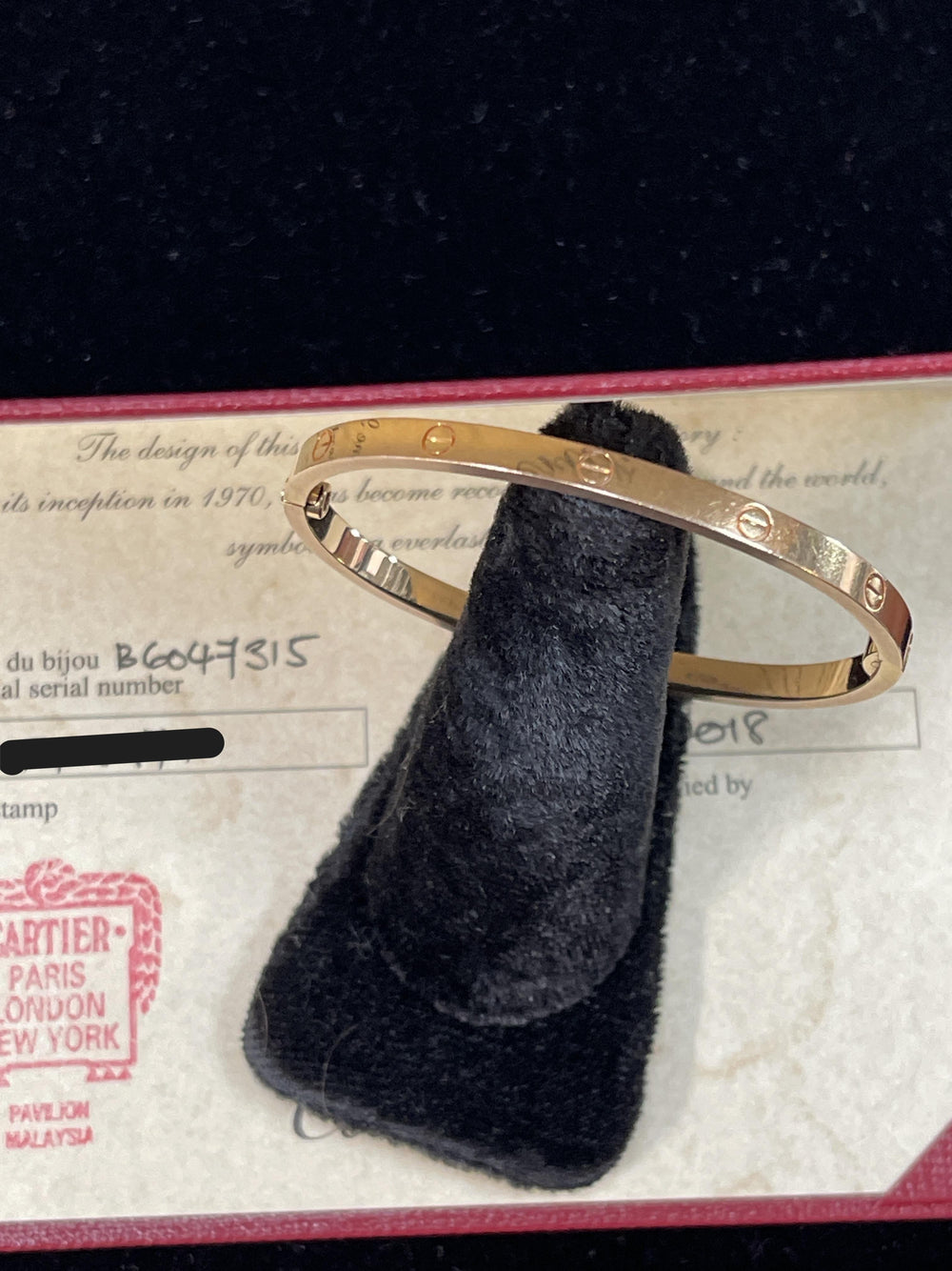 Cartier Thin Love Bracelet 18k Rose Gold Size 15