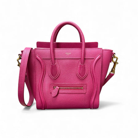 Celine Pink Leather Luggage Nano Top Handle Bag