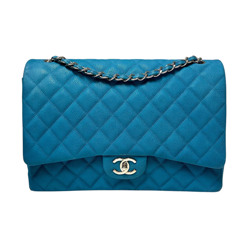 Chanel Turquoise Caviar Maxi Classic Double Flap Bag