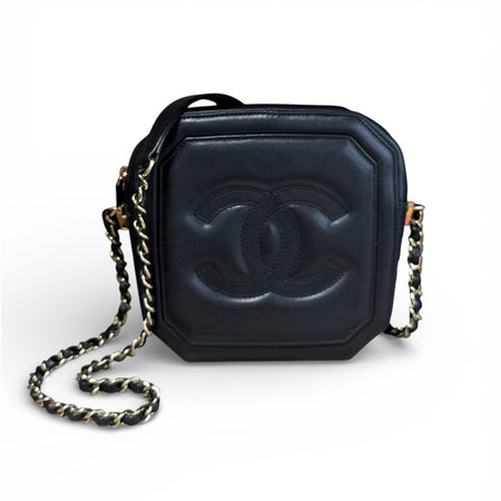 Chanel Black Leather Octagon Camera Bag