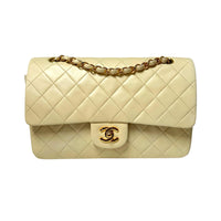 Chanel Vintage Cream Leather Medium Classic Double Flap Bag