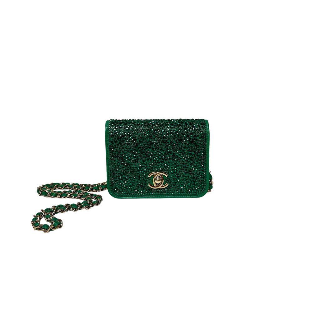 Chanel Emerald Swarovski Crystal Mini Shoulder Bag