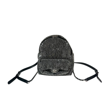 Chanel Grey Sequin Waterfall Mini Backpack