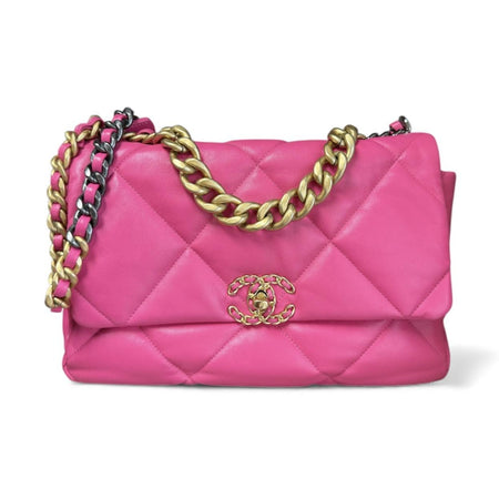 Chanel Pink Lambskin Quilted Large 19 Flap