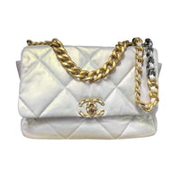 Chanel Silver Iridescent Large 19 Flap Bag