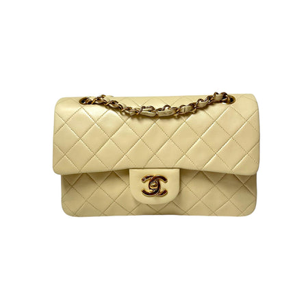 Chanel Vintage Small Classic Double Flap Bag in Cream Lambskin