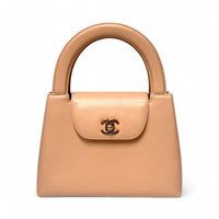 Chanel Vintage Mini Beige Lambskin Kelly Top Handle Bag