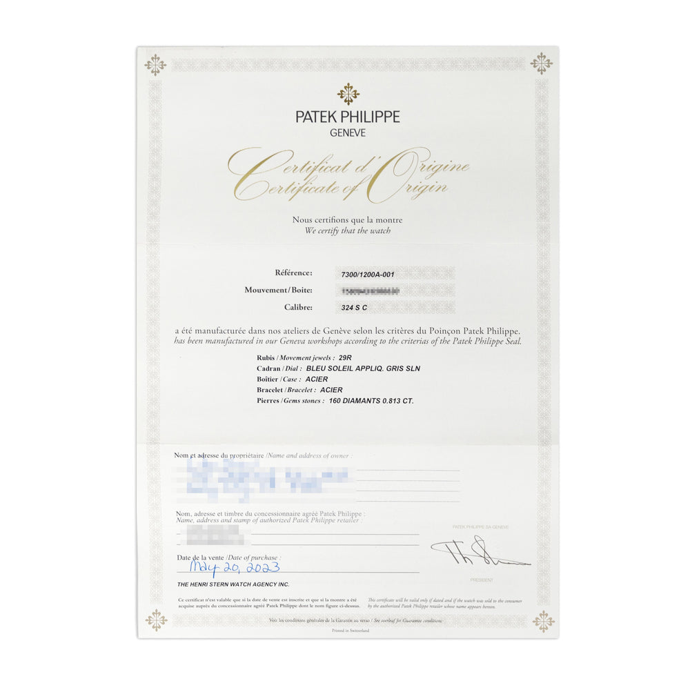 Patek Philippe SS Twenty-4 Blue 7300/1200A-001 B&P