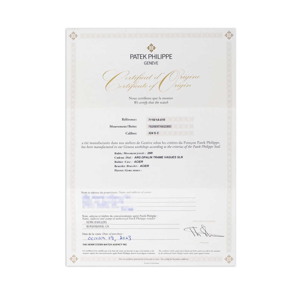 Patek Philippe Ladies Nautilus SS 7118/1A-010 B&P