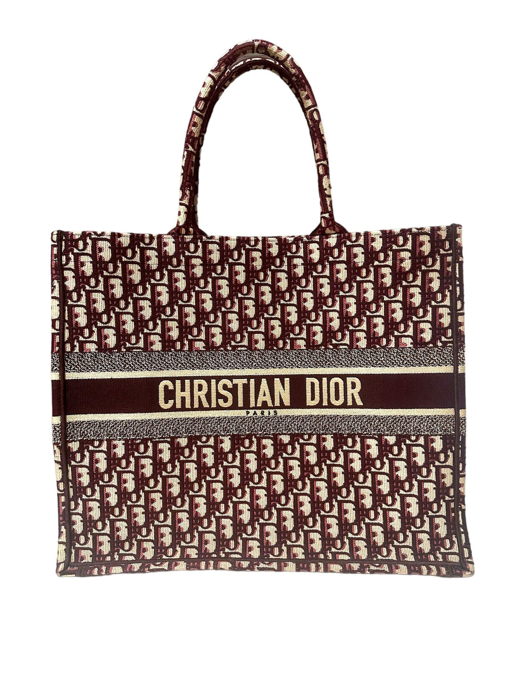 Christian Dior Large Burgundy Oblique Book Tote Bag