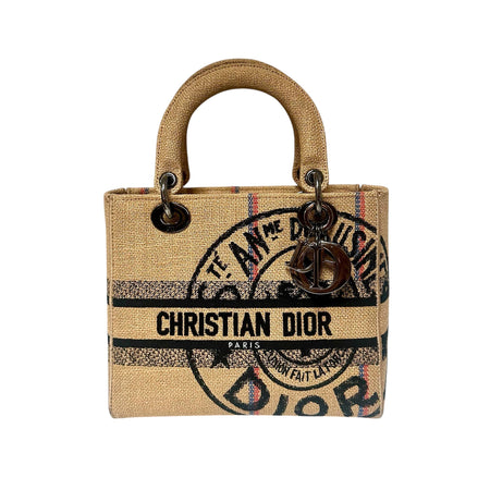 Christian Dior Lady D'Lite Medium Canvas Top Handle Bag