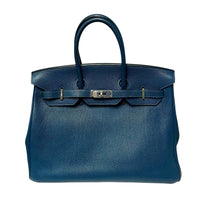 Hermès Blue Birkin 35 Top Handle Bag with Palladium Hardware (2008)