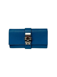Hermes Blue Mysore Chevre Medor 23 Clutch