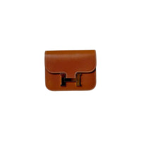 Hermes Brown Leather Constance Compact Belt Wallet