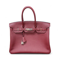 Hermes Burgundy Birkin 35 Leather Handbag (2014) - Good Condition