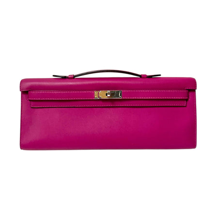 Hermes Kelly Cut Clutch in Rose Pourpre Swift (2018)